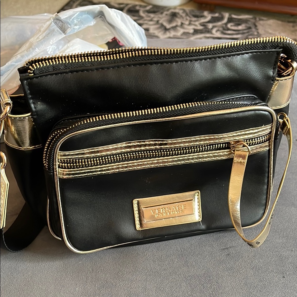 Versace Black and Gold Crossbody Bag